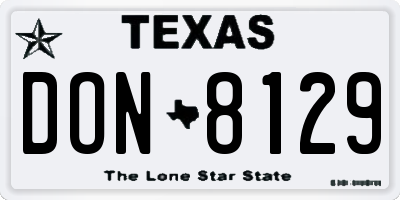 TX license plate DON8129