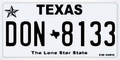 TX license plate DON8133