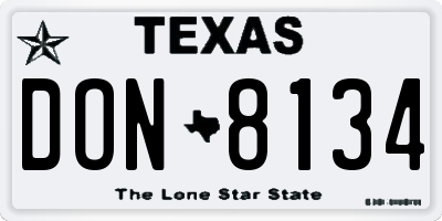 TX license plate DON8134