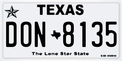 TX license plate DON8135