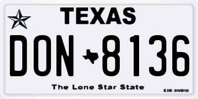 TX license plate DON8136