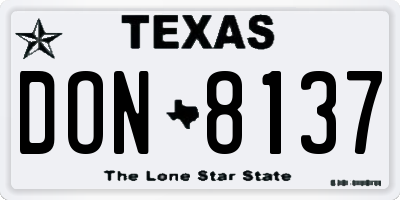 TX license plate DON8137