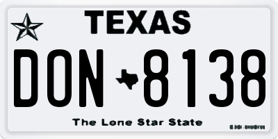TX license plate DON8138