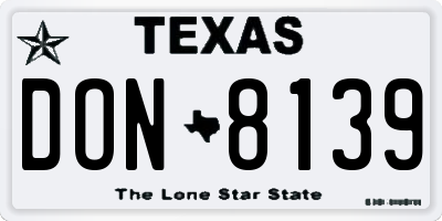 TX license plate DON8139