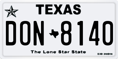 TX license plate DON8140