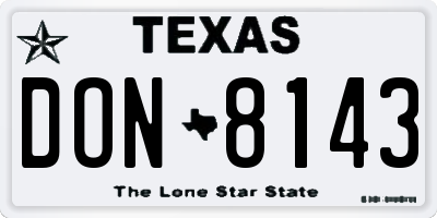 TX license plate DON8143