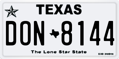TX license plate DON8144