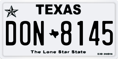 TX license plate DON8145