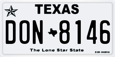 TX license plate DON8146