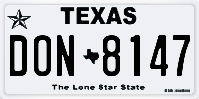 TX license plate DON8147