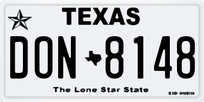 TX license plate DON8148