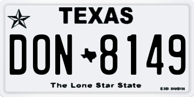 TX license plate DON8149
