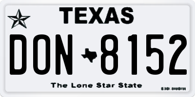 TX license plate DON8152
