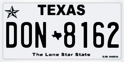 TX license plate DON8162