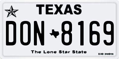 TX license plate DON8169