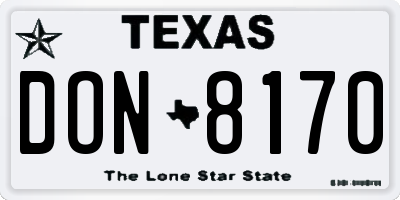 TX license plate DON8170