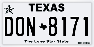 TX license plate DON8171