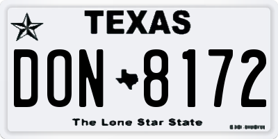 TX license plate DON8172