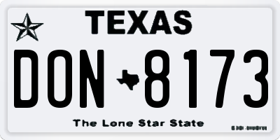 TX license plate DON8173