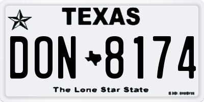 TX license plate DON8174