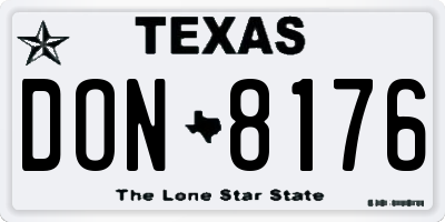 TX license plate DON8176