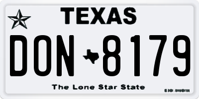 TX license plate DON8179