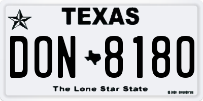 TX license plate DON8180