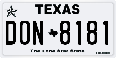TX license plate DON8181