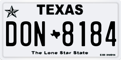 TX license plate DON8184
