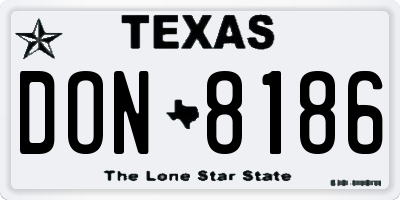 TX license plate DON8186