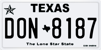 TX license plate DON8187