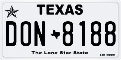TX license plate DON8188