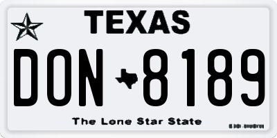 TX license plate DON8189