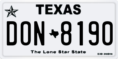 TX license plate DON8190