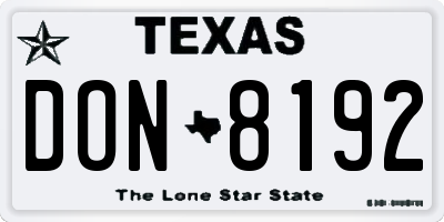 TX license plate DON8192