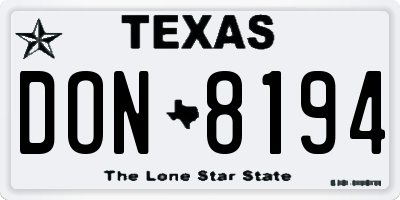 TX license plate DON8194
