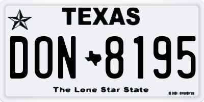 TX license plate DON8195