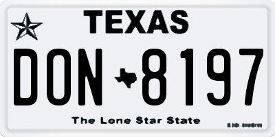 TX license plate DON8197