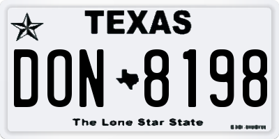 TX license plate DON8198
