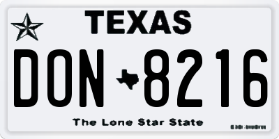 TX license plate DON8216