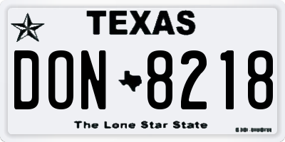 TX license plate DON8218