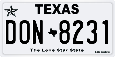 TX license plate DON8231