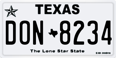 TX license plate DON8234