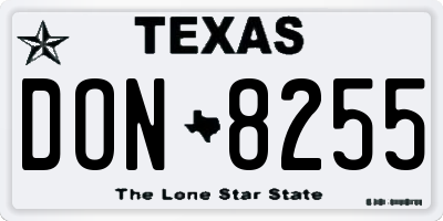 TX license plate DON8255