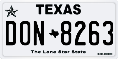 TX license plate DON8263