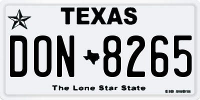 TX license plate DON8265
