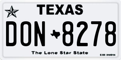 TX license plate DON8278
