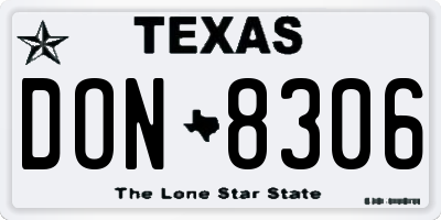 TX license plate DON8306