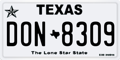 TX license plate DON8309