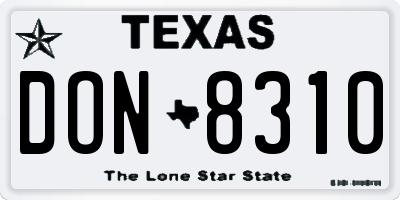 TX license plate DON8310